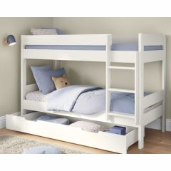 Stompa Compact Bunk Bed in White with Trundle Drawer