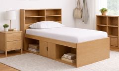 Kidsaw Low Single Headboard Storage Bed in Oak