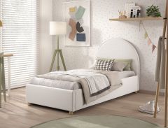Vipack Moon Ottoman Storage Single Bed in Boucle White
