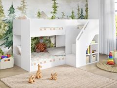 Flair Phobo Staircase Low Compact Bunk Bed in White