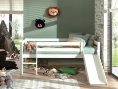 Vipack Pino Low Mid Sleeper Bed in White with Slide