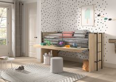 Vipack Sam Mid Sleeper Cabin Bed with Pull Out Desk - Choose Your Colour