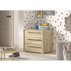 Vipack Sam 3 Drawer Chest in Oak
