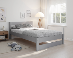 Astral Solid Wood Small Double Bed in Grey with Optional Storage