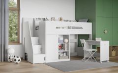 Flair Stepaside Staircase High Sleeper Workstation in White
