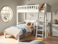 Stompa Arven White High Sleeper with Single Bed and Storage Desk