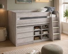 Julian Bowen Vespa Mid Sleeper Bed with Desk in Grey Oak