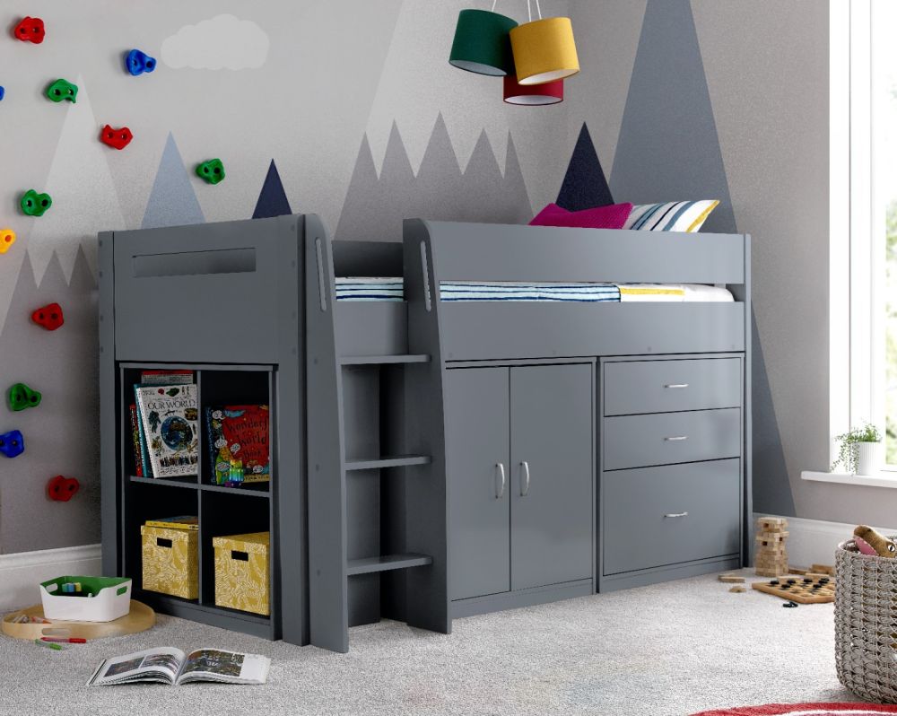 Lacy Grey Storage Mid Sleeper Bed 3ft Single