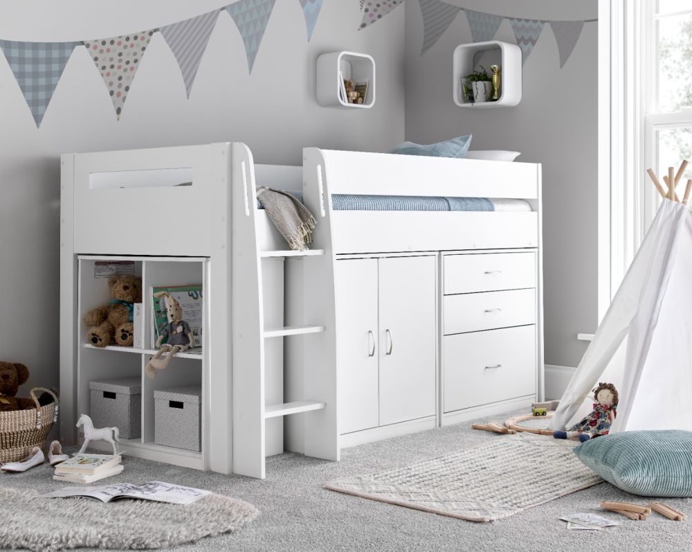 Lacy White Storage Mid Sleeper Bed 3ft Single