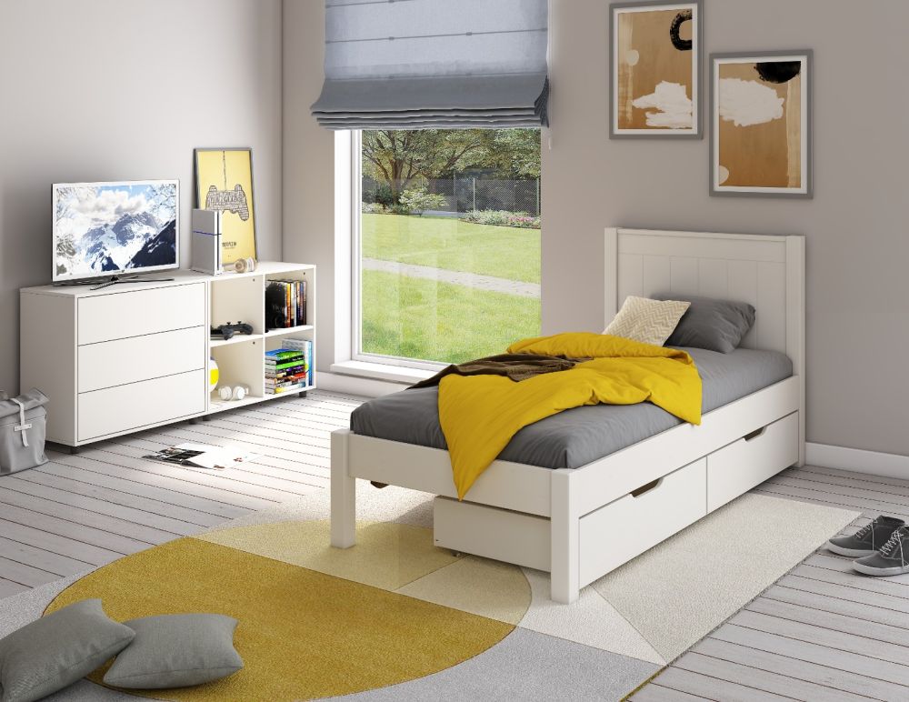 Low white deals single bed