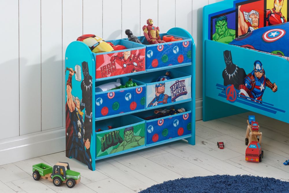 4pc marvel avengers furniture table and chair top set with storage and toy box