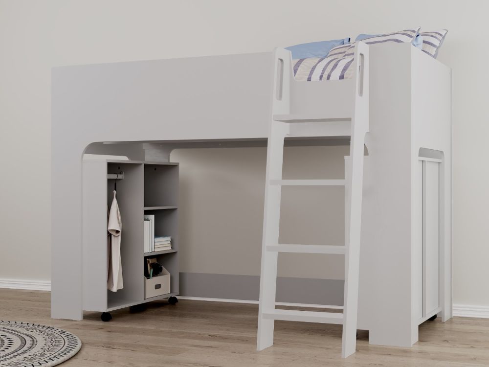 Eden Mid Sleeper Cabin Bed in Grey Free Delivery