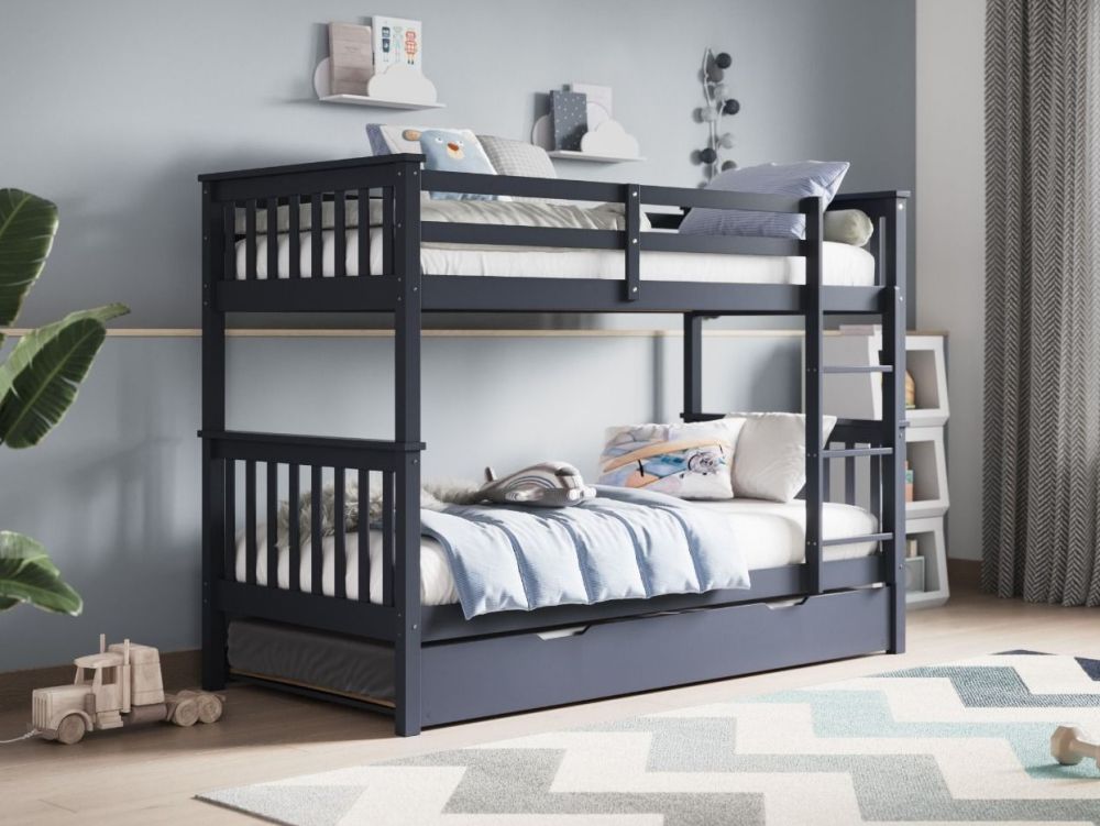 Black bunk bed with trundle deals
