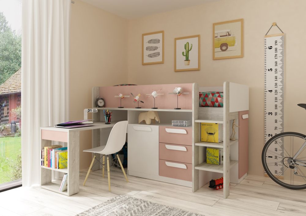 Pink Kids Avenue Girona Midsleeper Bed Children s Bed Shop