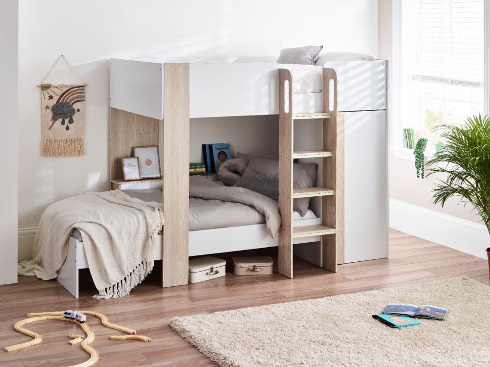 Julian Bowen Horizon Bunk Bed With Storage Pale Wood White