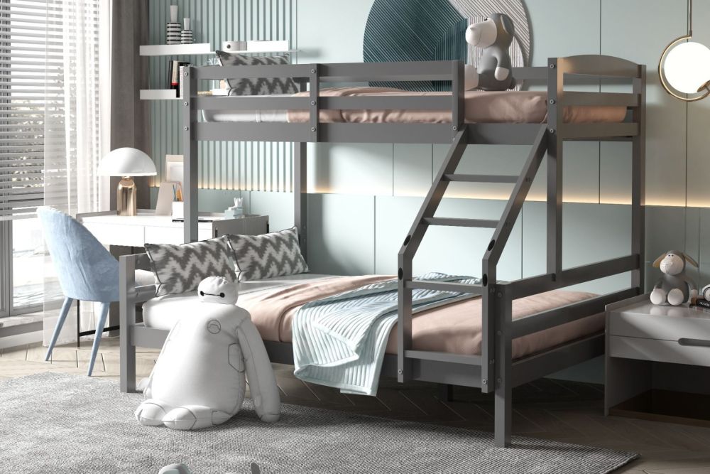 Grey triple outlet bunk bed