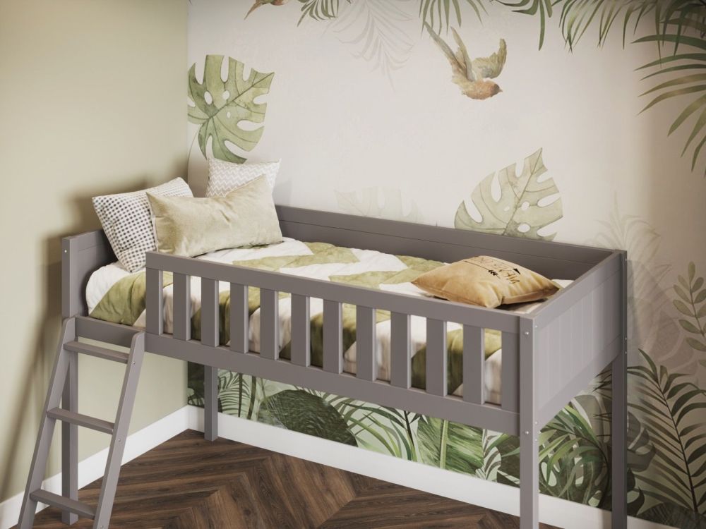 Flair Bea Shorty Mid Sleeper Cabin Bed in Grey 75cm x 175cm