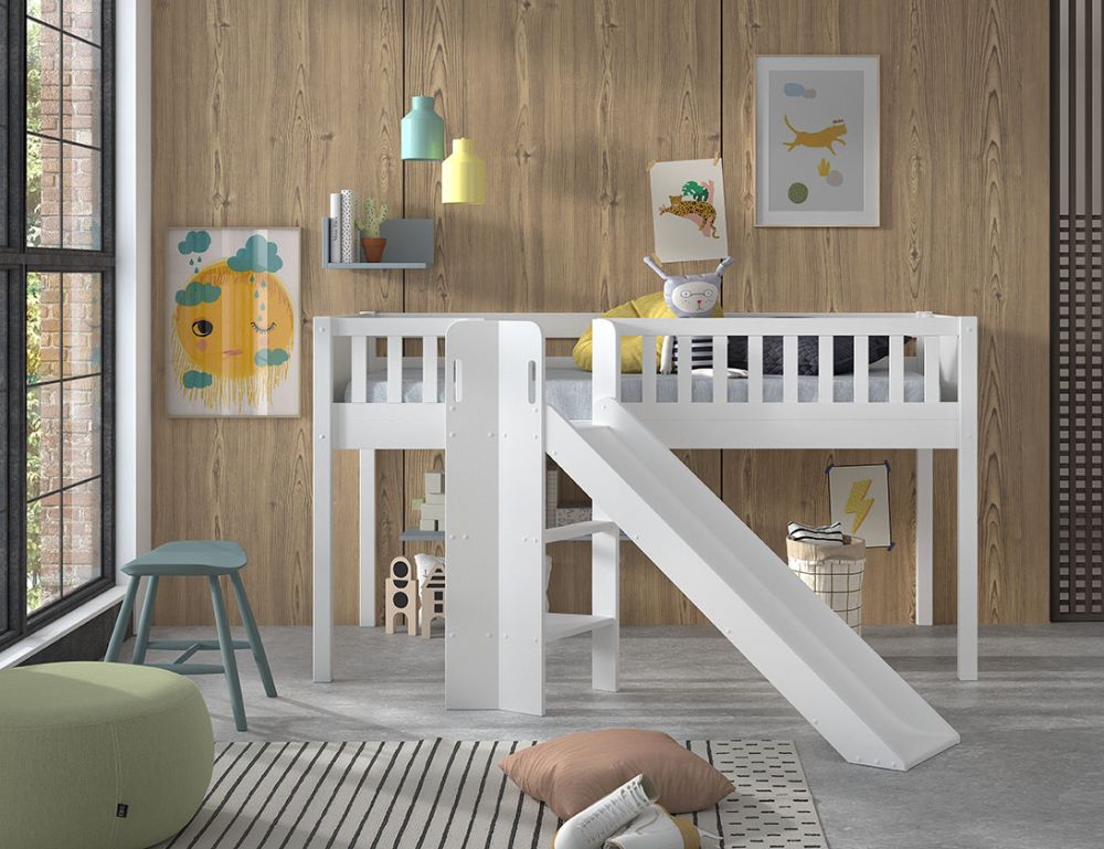 Vipack Scott Mid Sleeper Bed with Slide in Brilliant White