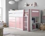 Lacy Pink & White Storage Mid Sleeper Bed - 3ft Single