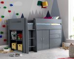 Lacy Grey Storage Mid Sleeper Bed - 3ft Single