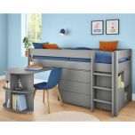 Stompa Uno Grey Mid Sleeper Bed with Pull Out Desk, Cube Unit & 3 Drawer Chest