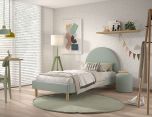 Vipack Moon Green Single Bed in Soft Fabric with Optional Green Pouffe
