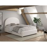 Vipack Moon Ottoman Storage Double Bed in Boucle White