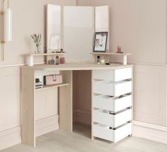 Parisot Corner Beauty Bar in White & Oak