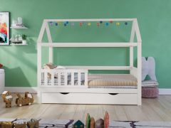 Noomi Alisa House Bed in White with Optional Storage Drawer