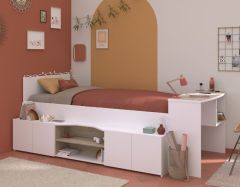 Parisot Cleo Cabin Bed in White with Storage & Desk