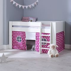 Steens For Kids Mid Sleeper in Surf White + Pink Star Tent