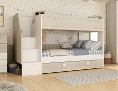 Trasman Easy Bunk Bed with Underbed Trundle in Cascina & White