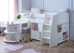 Kids Avenue Eli G Mid Sleeper Bed with Desk & Cube Units