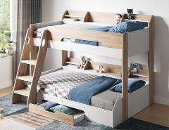 Flair Flick Triple Bunk Bed in Oak & White
