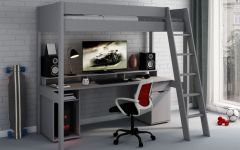 Astral Solid Wood Gaming High Sleeper Bed & Desk in Grey