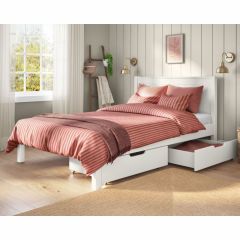 Stompa Classic Low End Double Bed in White with Drawers
