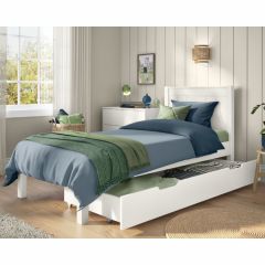 Stompa Classic Low End Single Bed with Trundle in White