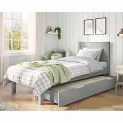 Stompa Classic Low End Single Bed in Grey with Trundle