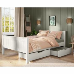 Stompa Classic Kids Small Double Bed with Drawers in White