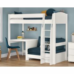 Stompa Uno S High Sleeper with Desk and Sky Blue Sofa Bed