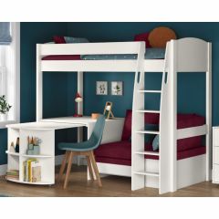 Stompa Uno S 22 High Sleeper With Berry Red Sofa Bed & Pull Out Desk