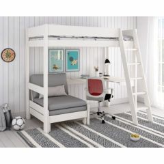 Kids Avenue Estella White High Sleeper with Desk & Grey Sofabed