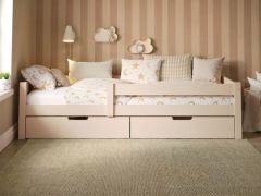 Flair Milo Wooden Single Storage Bed in Warm Beige