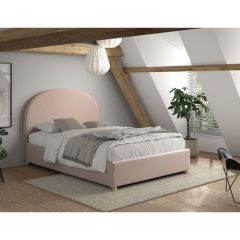 Vipack Moon Ottoman Storage Double Bed in Boucle Pink