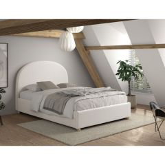 Vipack Moon Ottoman Storage Double Bed in Boucle White