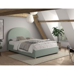 Vipack Moon Ottoman Storage Double Bed in Boucle Green