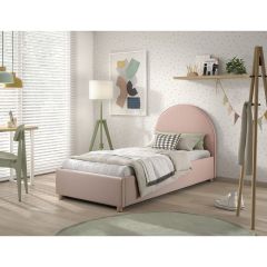 Vipack Moon Ottoman Storage Single Bed in Boucle Pink