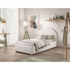 Vipack Moon Ottoman Storage Single Bed in Boucle White