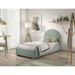 Vipack Moon Ottoman Storage Single Bed in Boucle Green