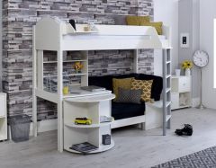 Kids Avenue Noah E High Sleeper Bed with Sofabed, Large Pull Out Desk and Shelving